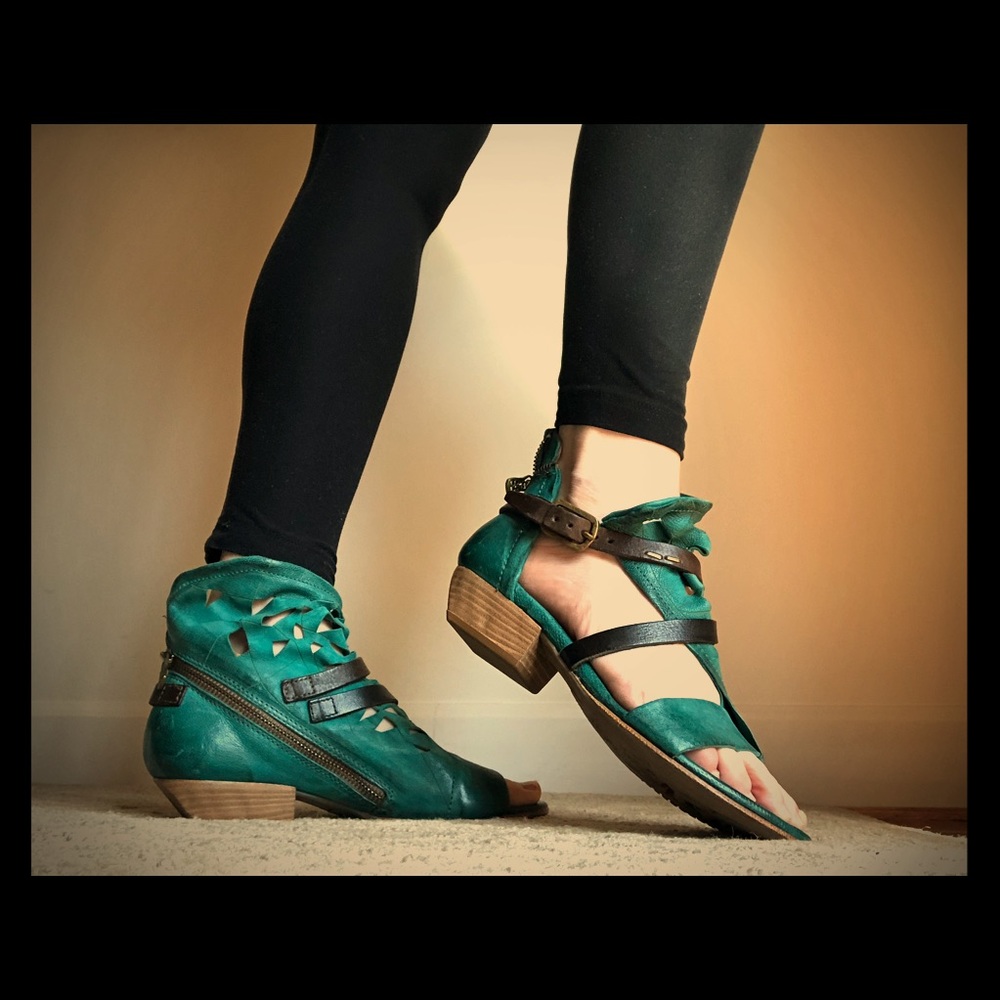 AS 98 Perforated Leather Teal Shoes